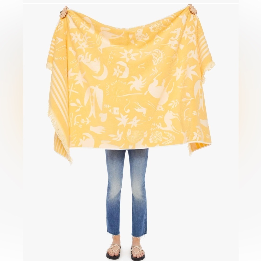 MOTHER The Laid Back Beach Towel Fawn Patrol Yellow Oversized Cotton NWT
